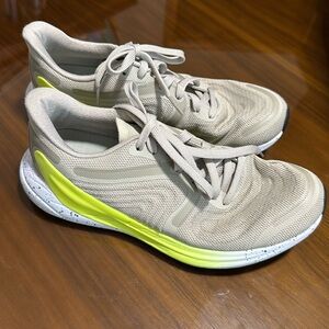 lululemon athletica Women's Taupe Sneakers with Yellow Accents